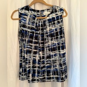Calvin Klein large blue white black pattern sleeveless top